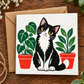 Bonnie Scotland - Black & White Cat Greeting Card