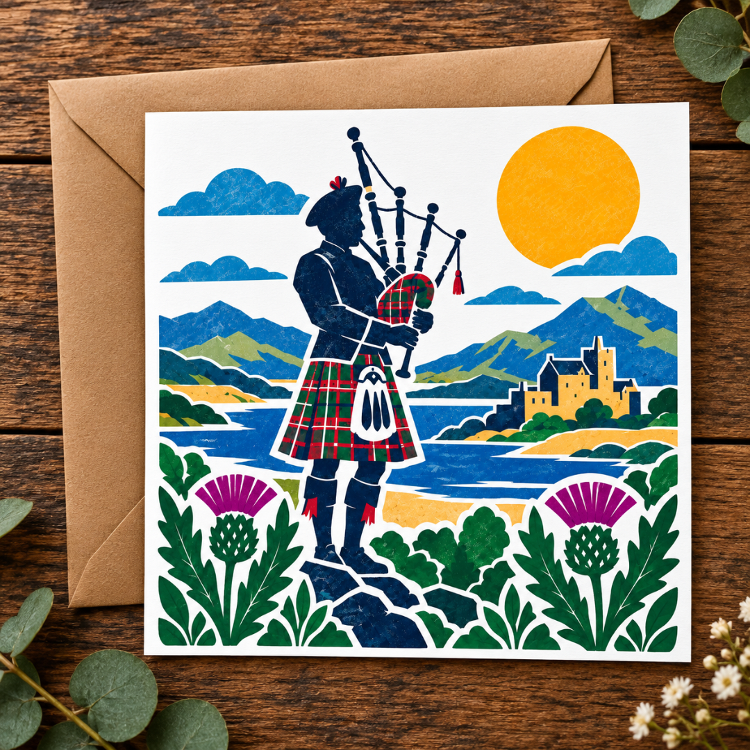Bonnie Scotland - 
Highland Piper Greeting Card