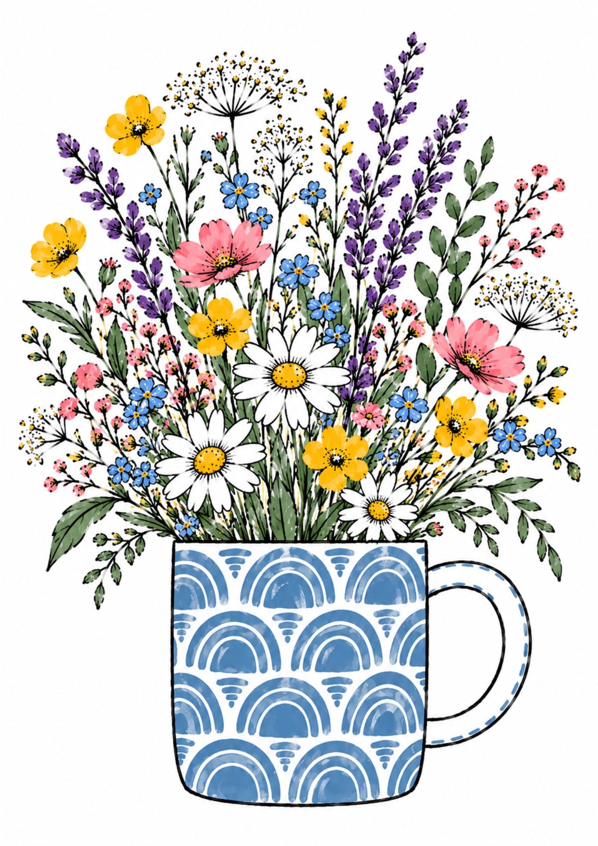 Wildflower Art Print – Blue Rainbow Mug
