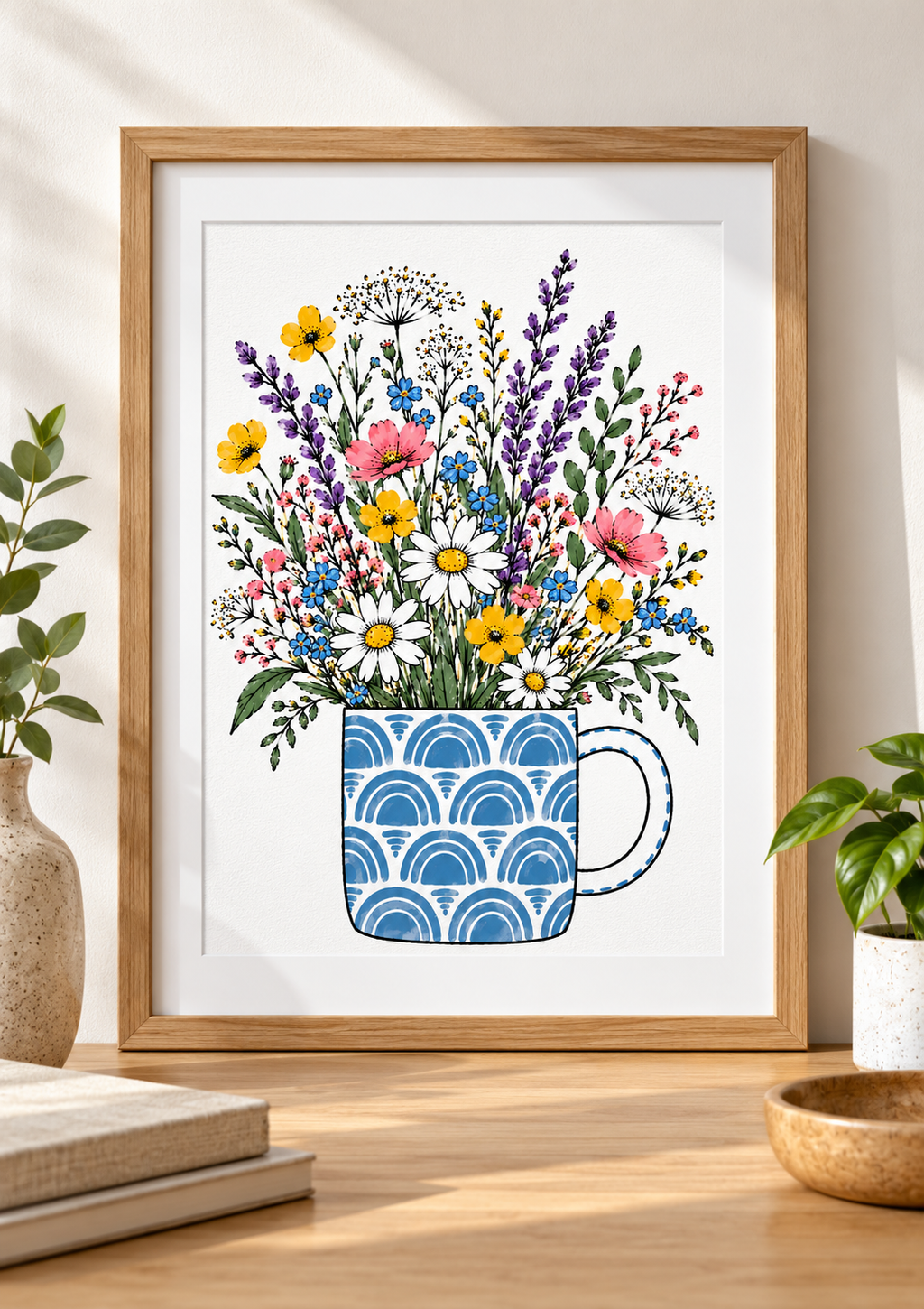 Wildflower Art Print – Blue Rainbow Mug