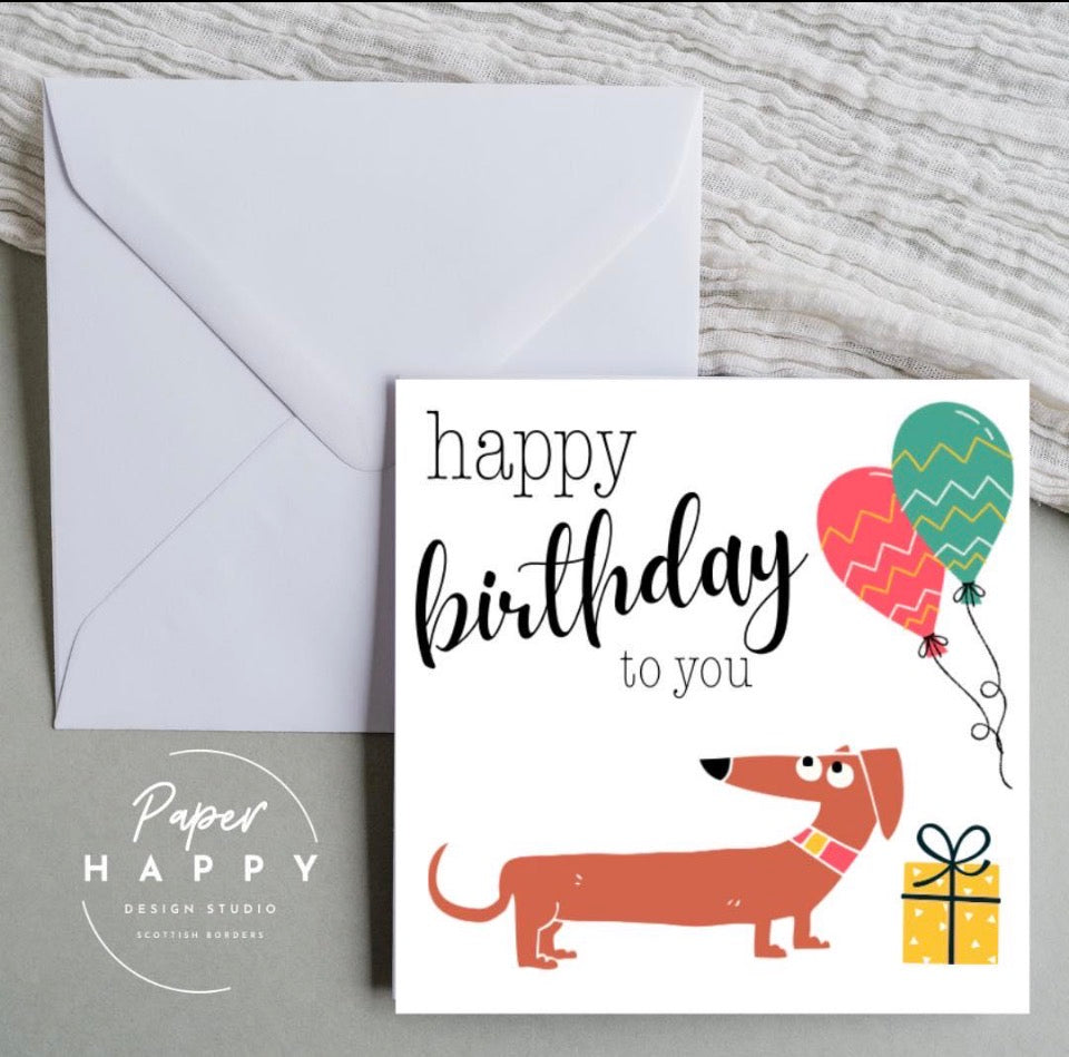 Sausage Dog Birthday Card