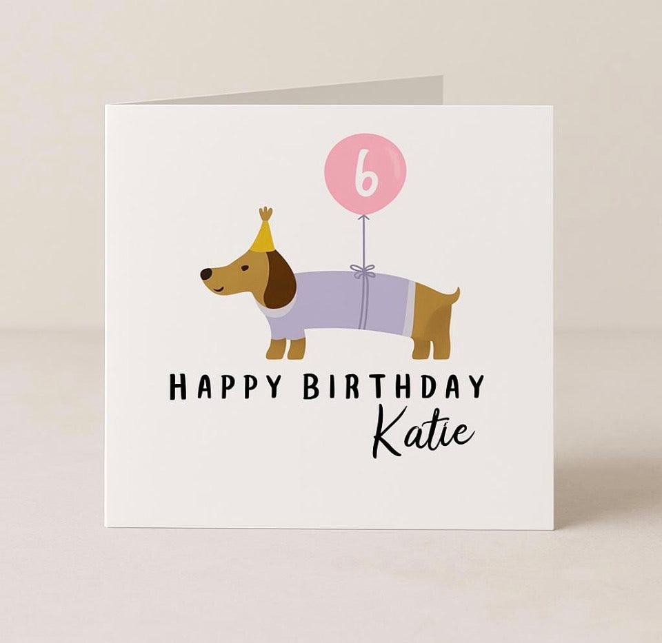 Personalised Sausage Dog Birthday Card