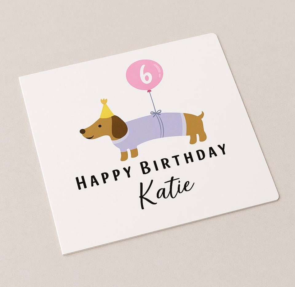 Personalised Sausage Dog Birthday Card