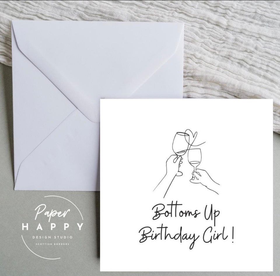 Bottoms Up Birthday Girl! Birthday Card