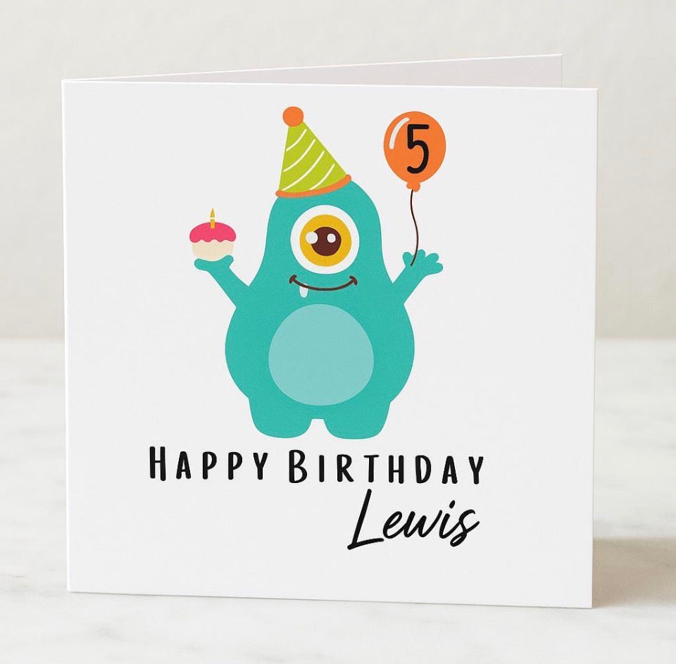 Personalised Monster Birthday Card