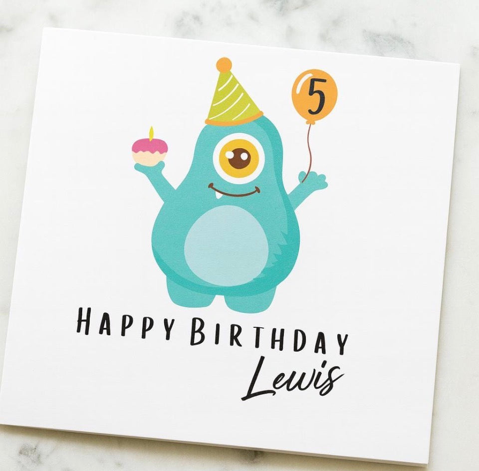 Personalised Monster Birthday Card
