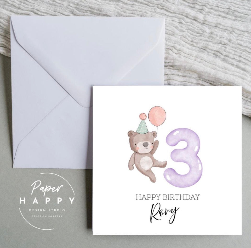 Personalised 3rd Birthday Card