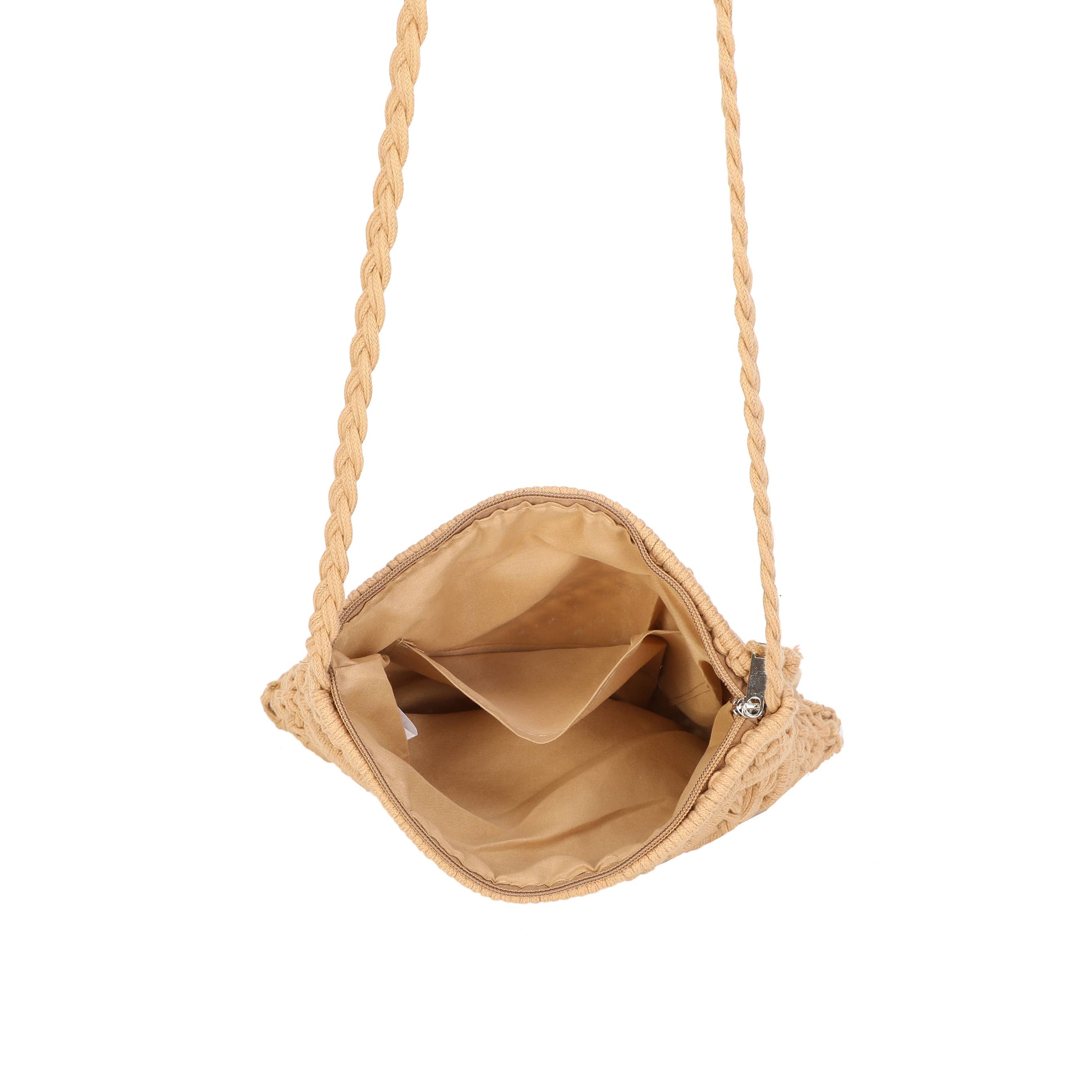 Crochet Crossbody Bag: Beige
