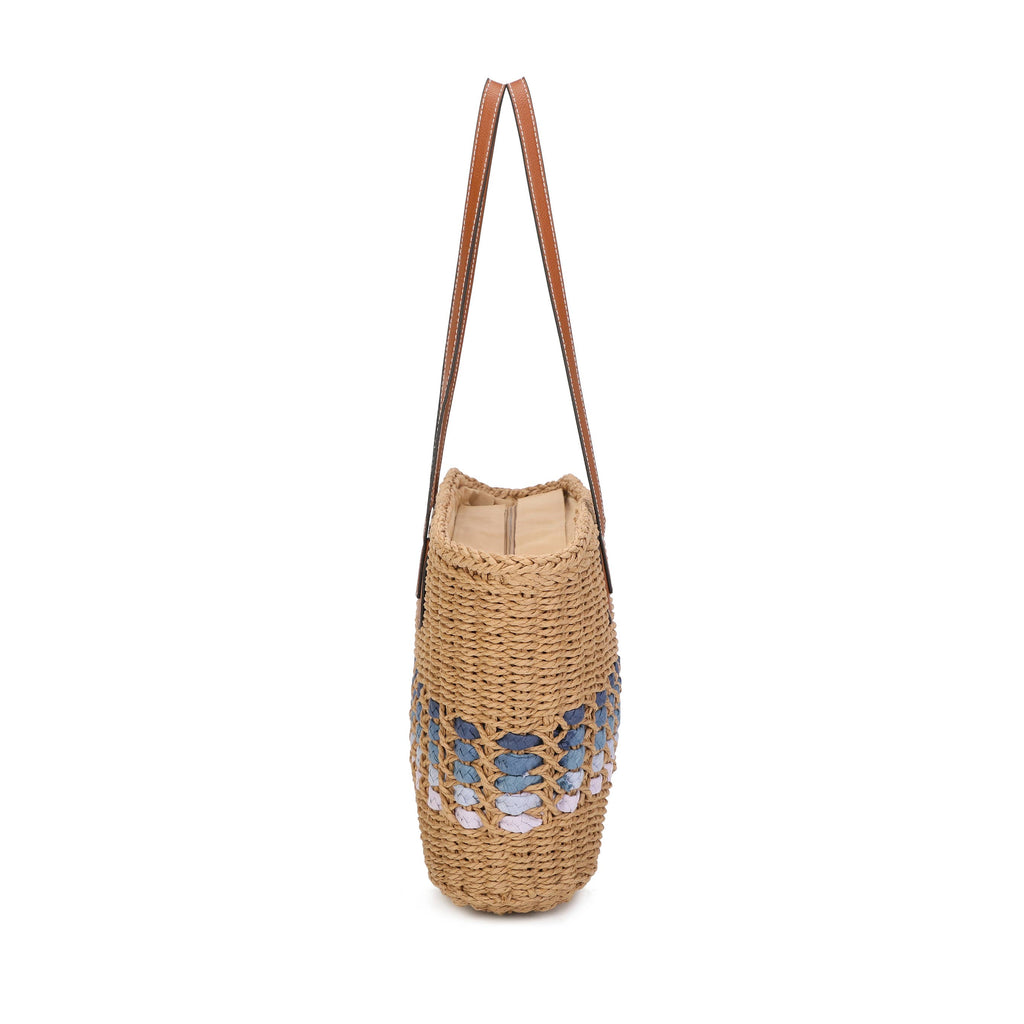 Blue Straw Shopper Bag
