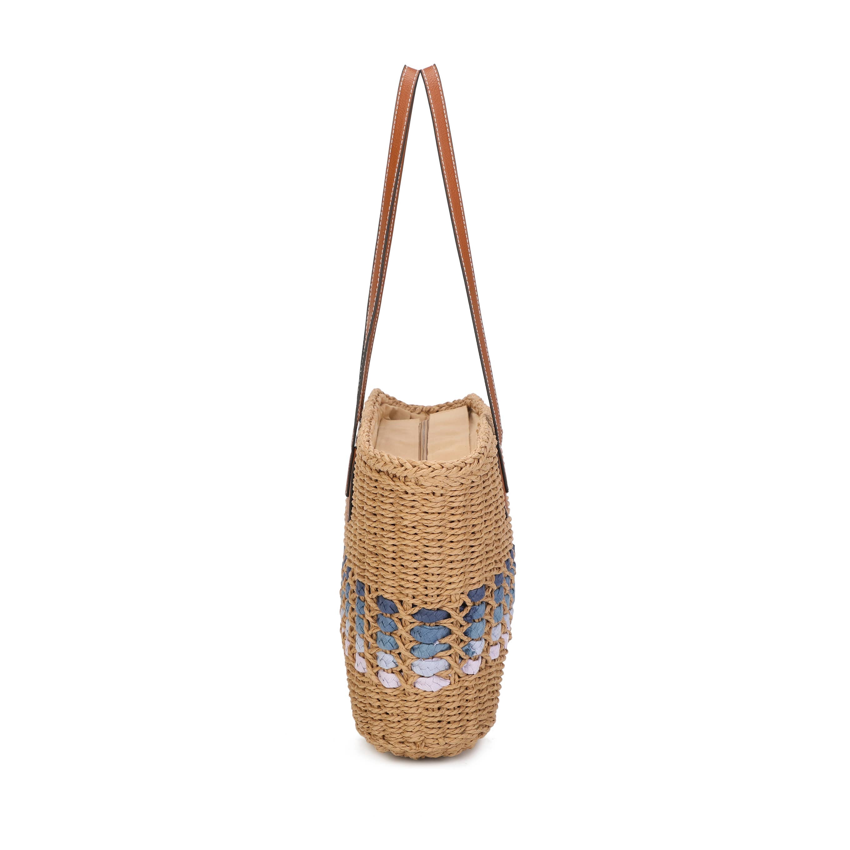 Blue Straw Shopper Bag